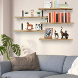 6 Sets Floating Shelves 15.74x5.74Inch Wall Mounted Shelves Wood Storage Shelves Metal Bracket Hanging Display Shelf Wall Organizer For Living Room Bathroom Kitchen Decor