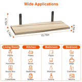 6 Sets Floating Shelves 15.74x5.74Inch Wall Mounted Shelves Wood Storage Shelves Metal Bracket Hanging Display Shelf Wall Organizer For Living Room Bathroom Kitchen Decor