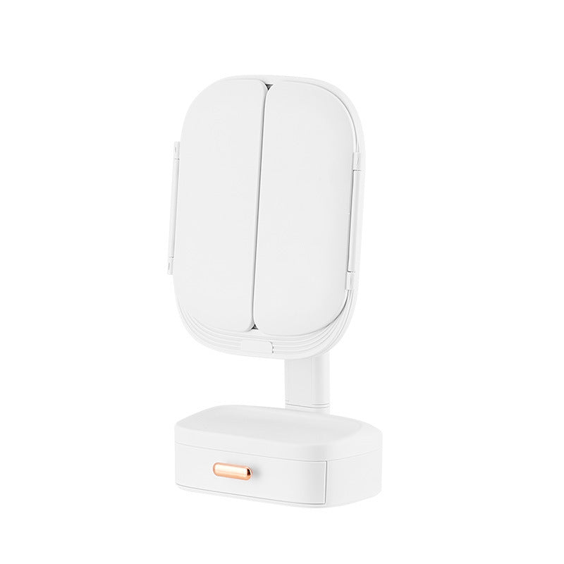 Led Desktop Cosmetic Mirror Household Foldable With Light
